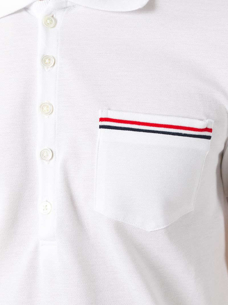 White Rwb-stripe Cotton Polo Shirt