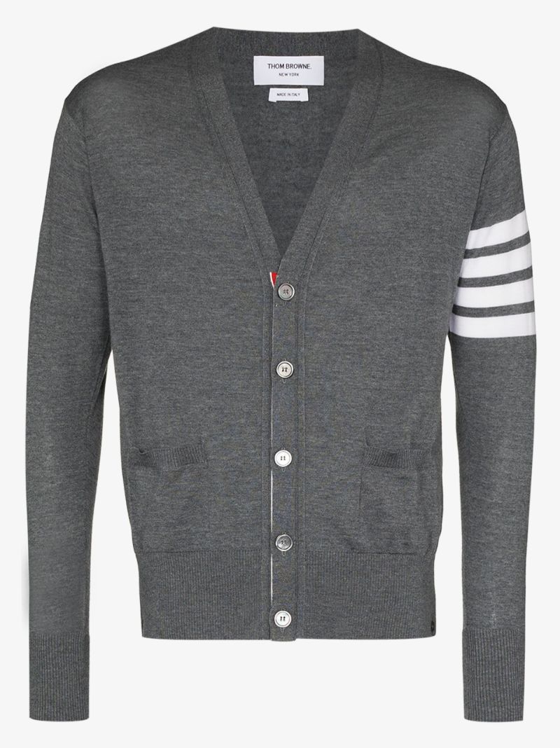 4-bar Stripe Merino Wool Cardigan