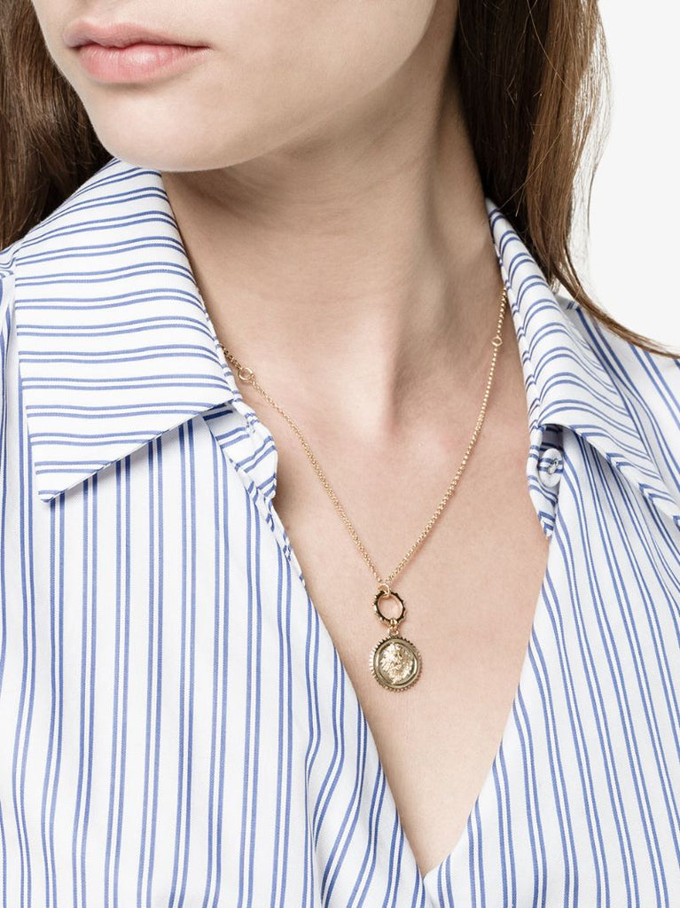 18k Yellow Gold Strength Baby Diamond Medallion Charm