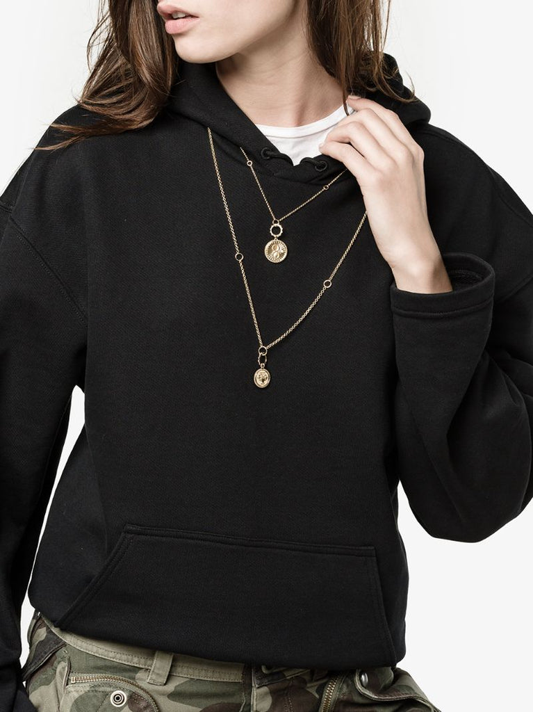 18k Yellow Gold Protection Baby Diamond Medallion Charm
