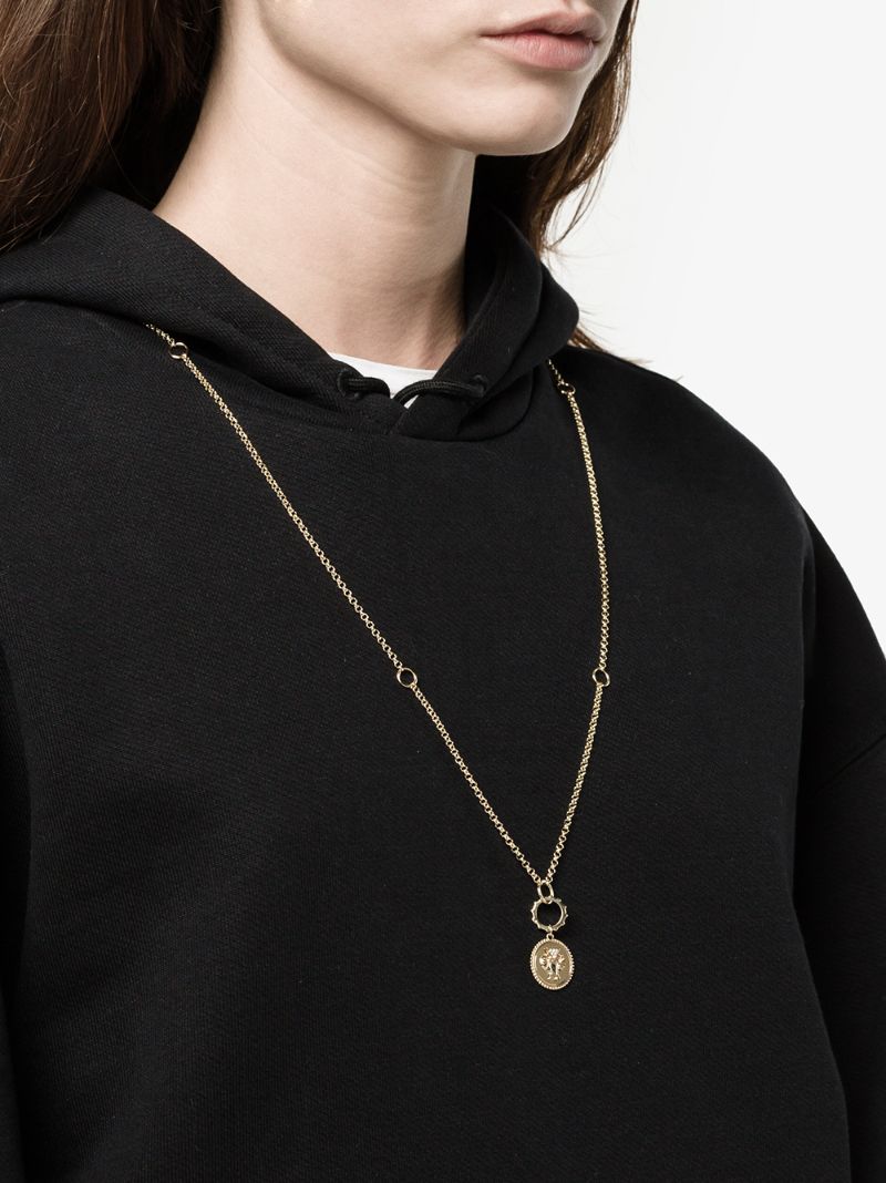 18k Yellow Gold Protection Baby Diamond Medallion Charm