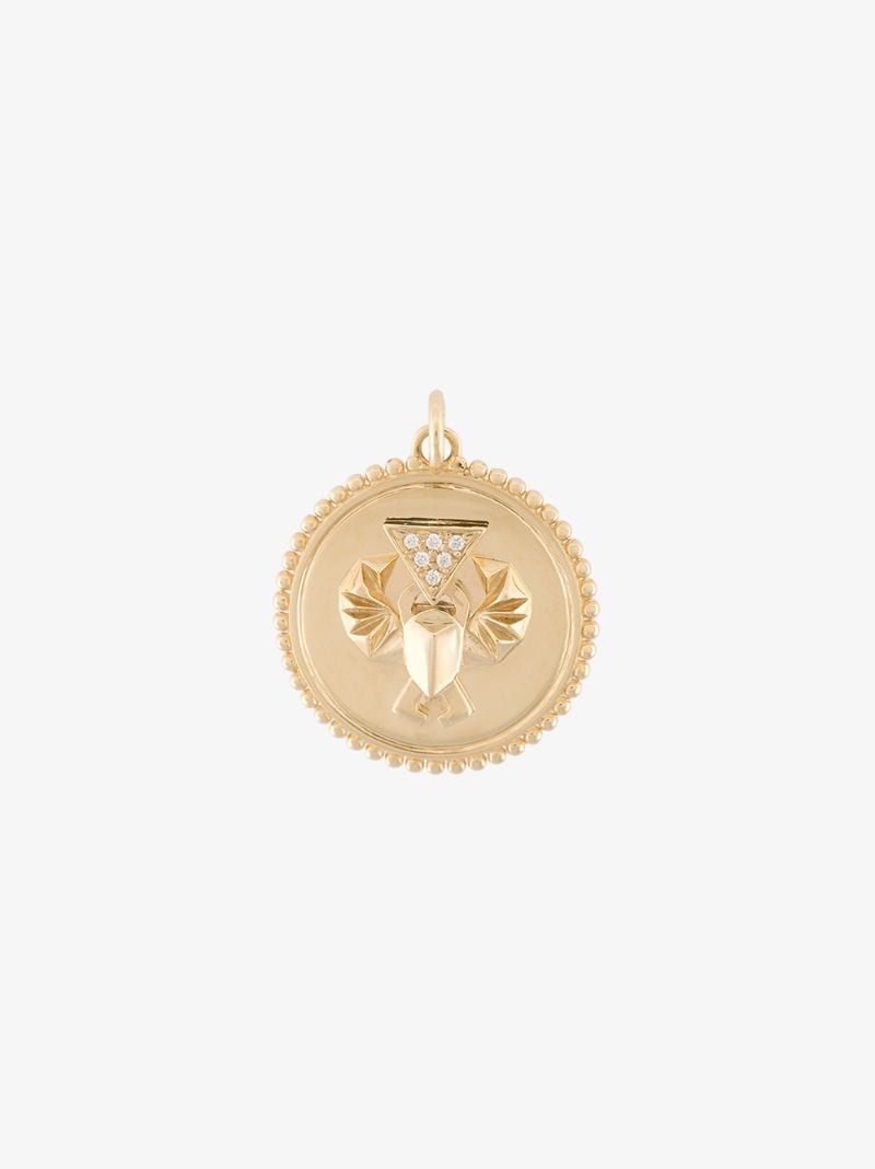 18k Yellow Gold Protection Baby Diamond Medallion Charm