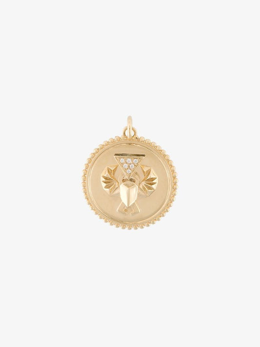 18k Yellow Gold Protection Baby Diamond Medallion Charm