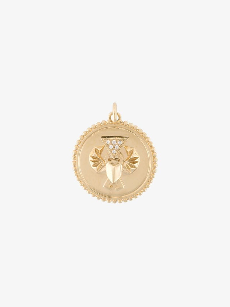 18k Yellow Gold Protection Baby Diamond Medallion Charm
