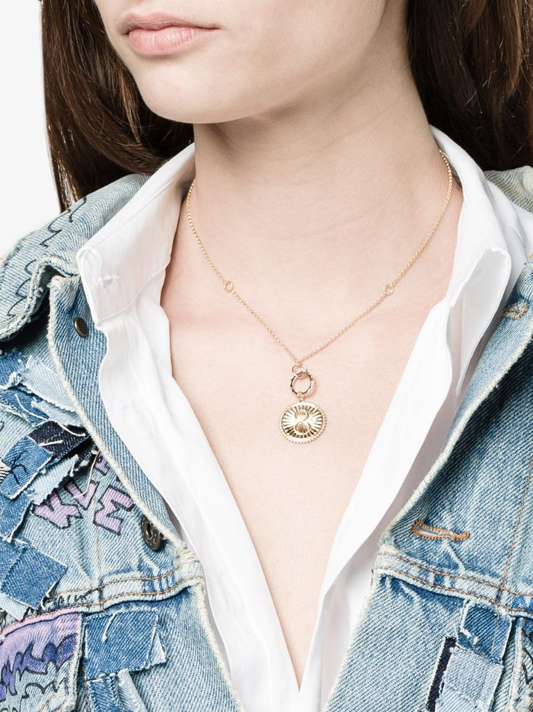 18k Yellow Gold Karma Medium Diamond Medallion Charm