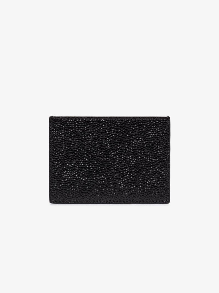 Black Logo Pebble Grain Leather Card Holder