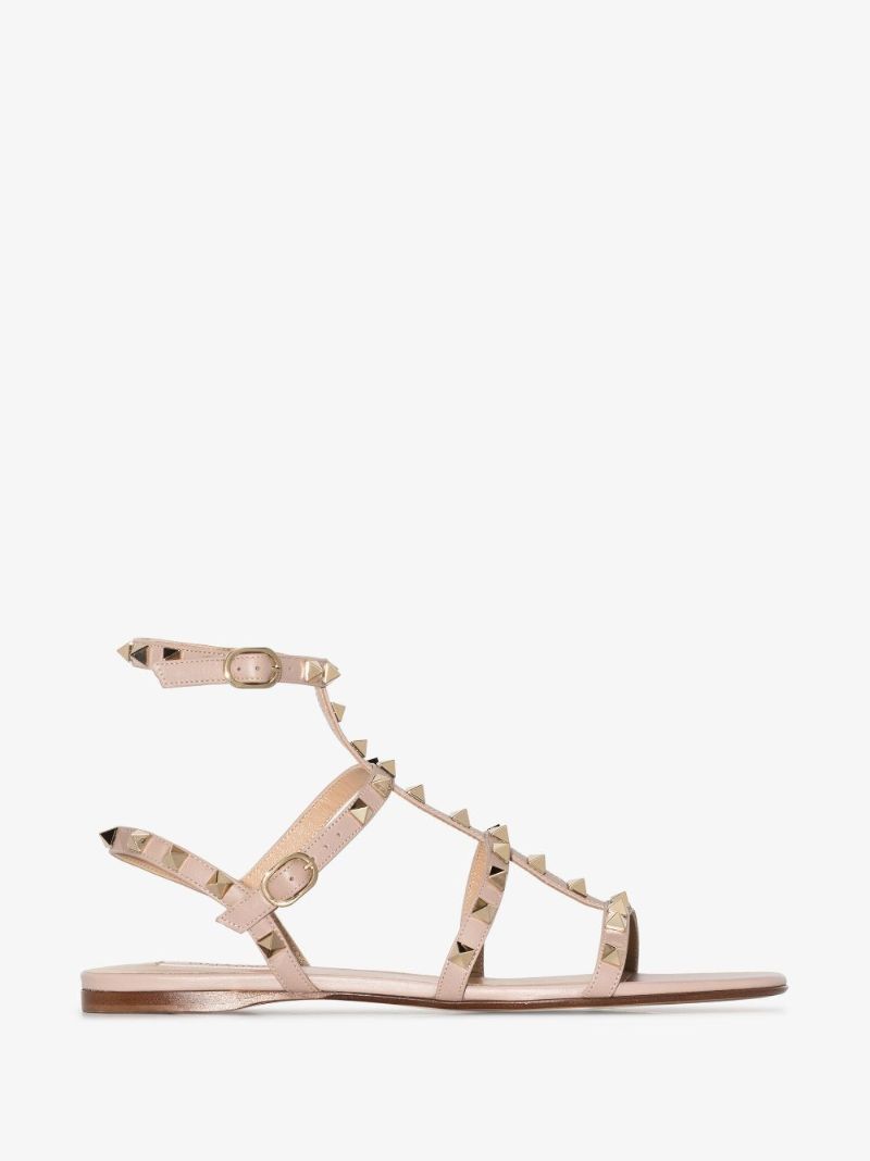 Neutral Rockstud Leather Sandals