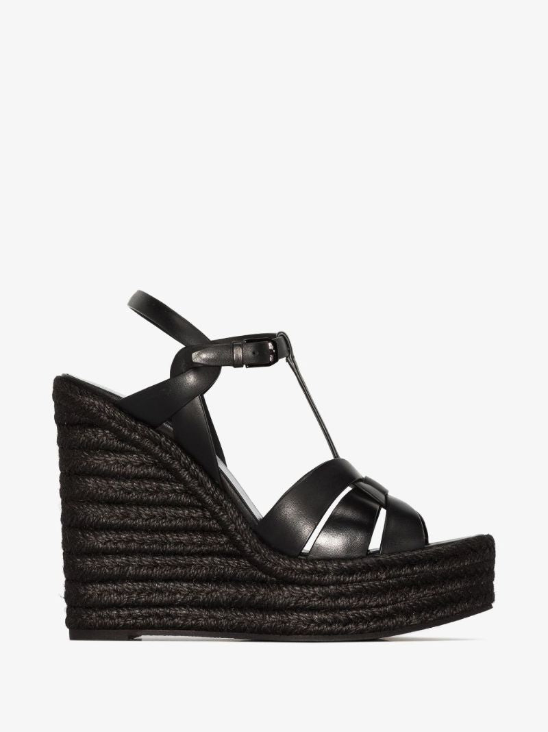 Black Tribute 95 Espadrille Wedge Sandals