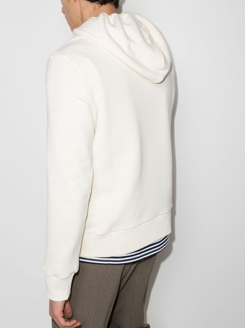 White Logo Print Cotton Hoodie