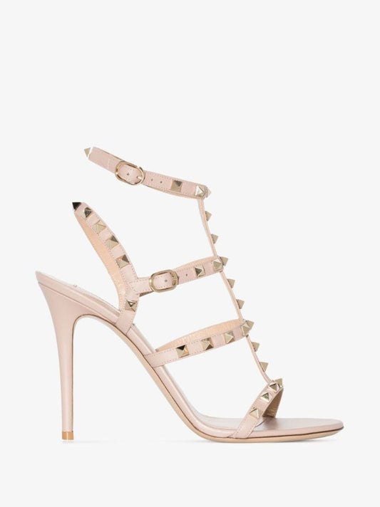 Neutral Rockstud 105 Caged Leather Sandals