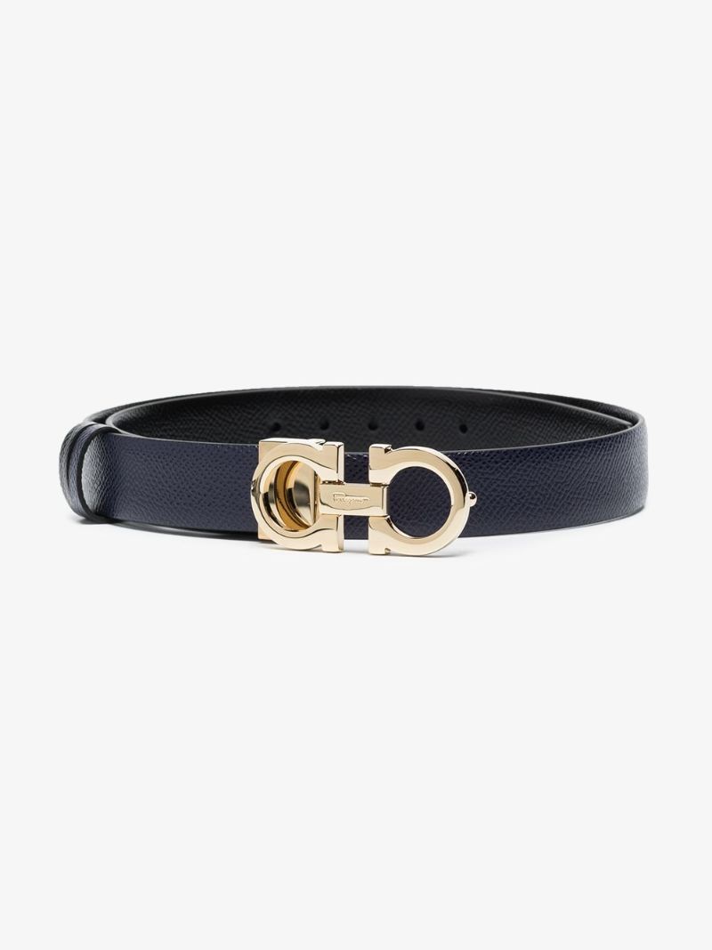 Black Gancini Reversible Leather Belt