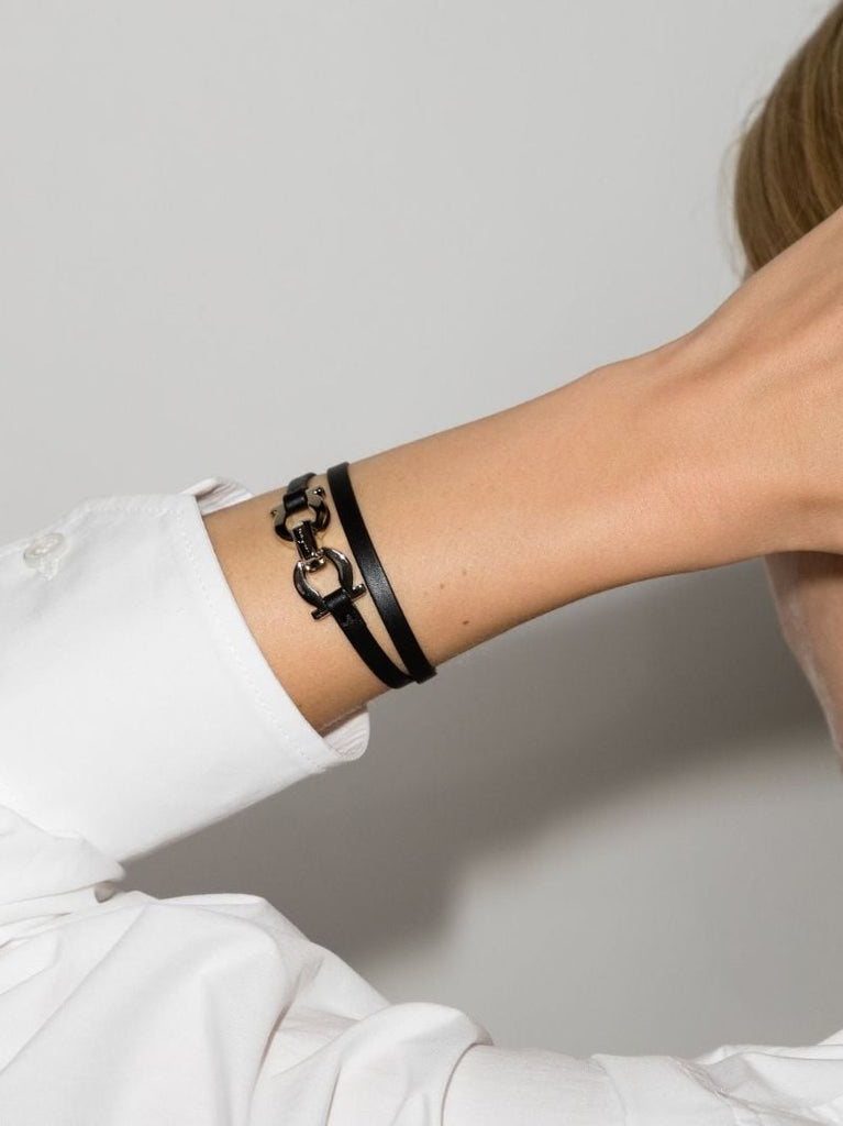 Gancini Leather Bracelet