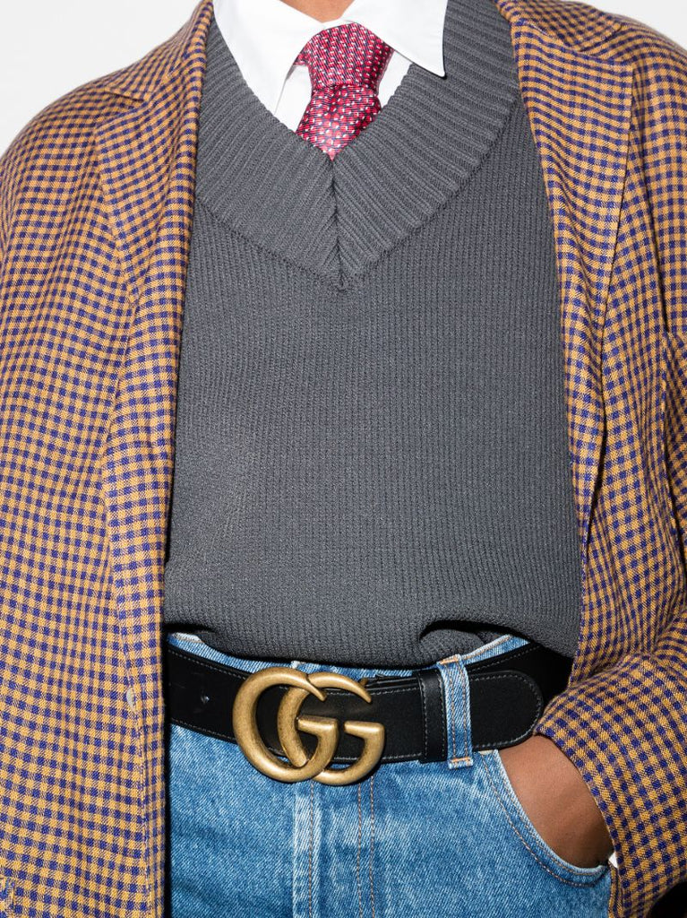 Black Gg Marmont Leather Belt