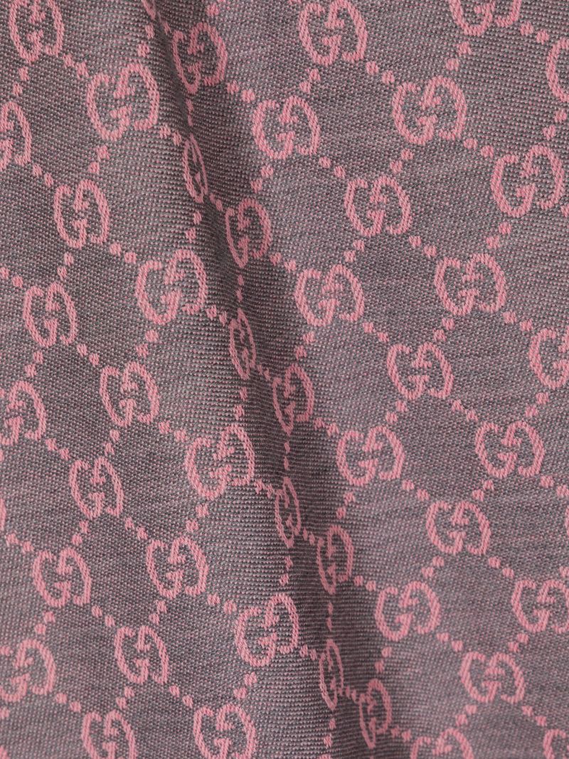 Pink Gg Logo Wool Scarf