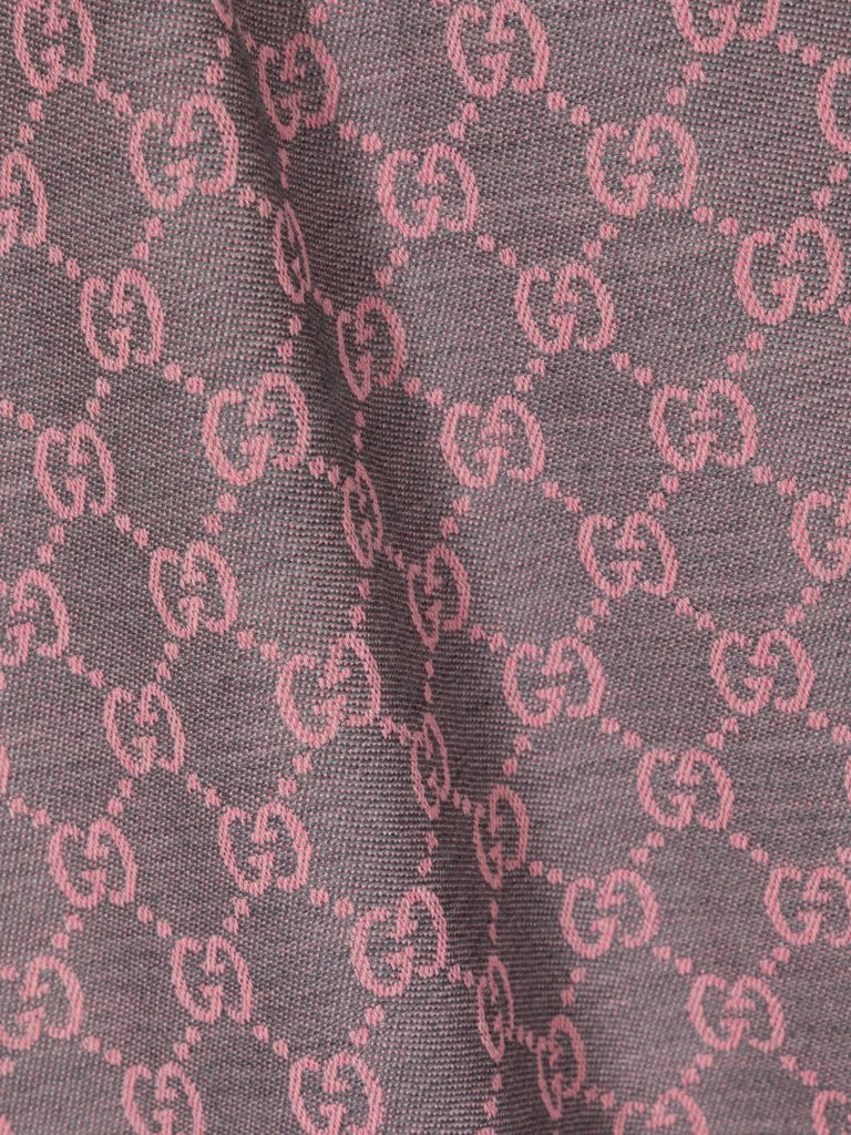 Pink Gg Logo Wool Scarf