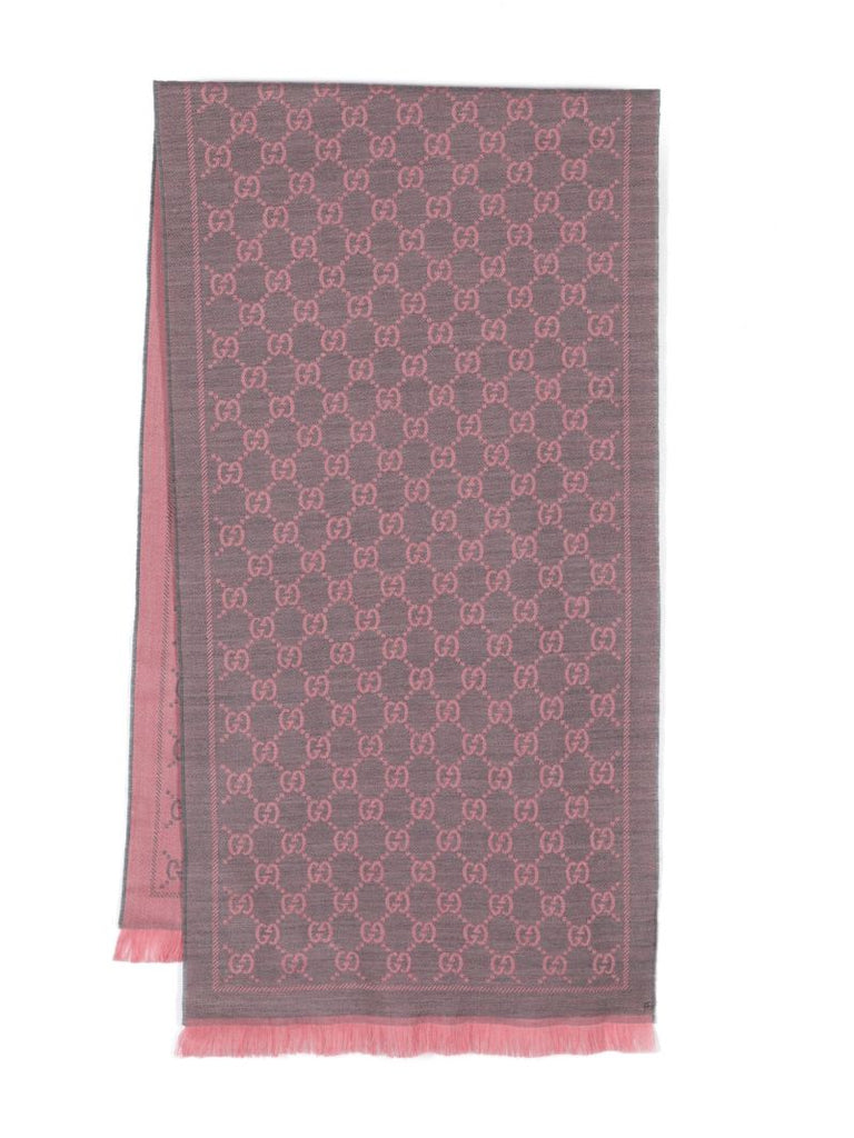 Pink Gg Logo Wool Scarf