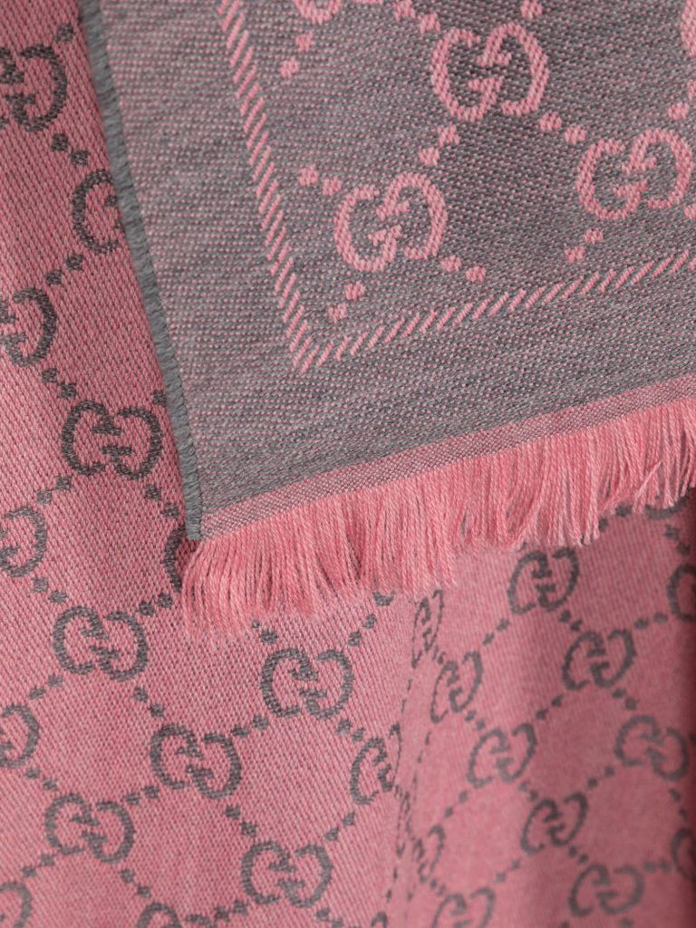 Pink Gg Logo Wool Scarf