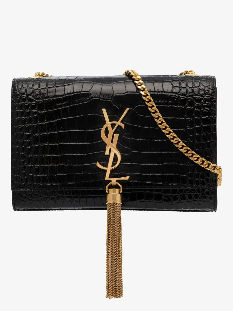 Black Kate Small Mock Croc Leather Cross Body Bag