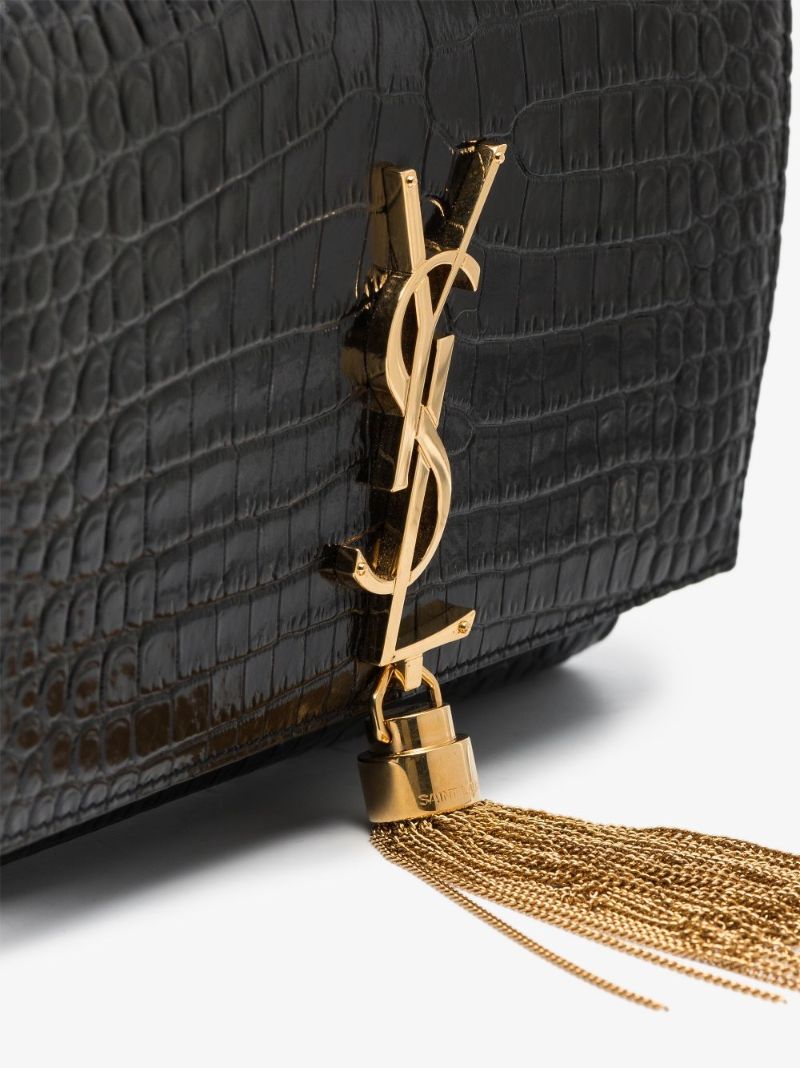 Black Kate Small Mock Croc Leather Cross Body Bag