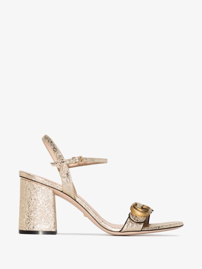 Gold Tone Gg Marmont 75 Leather Sandals