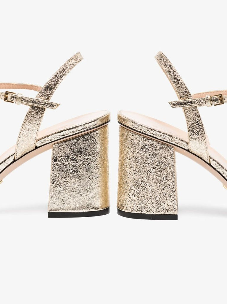 Gold Tone Gg Marmont 75 Leather Sandals