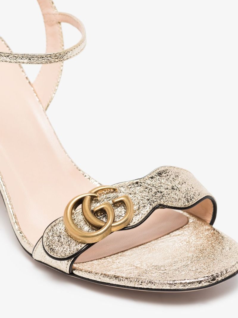 Gold Tone Gg Marmont 75 Leather Sandals