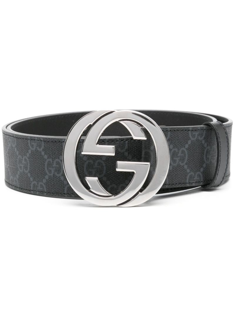 Black Supreme Gg Canvas and Leather Belt