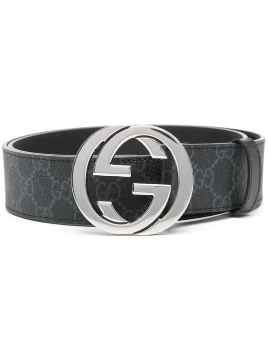 Black Supreme Gg Canvas and Leather Belt