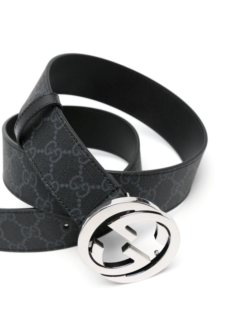 Black Supreme Gg Canvas and Leather Belt