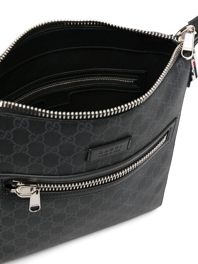 Black Gg Supreme Messenger Bag