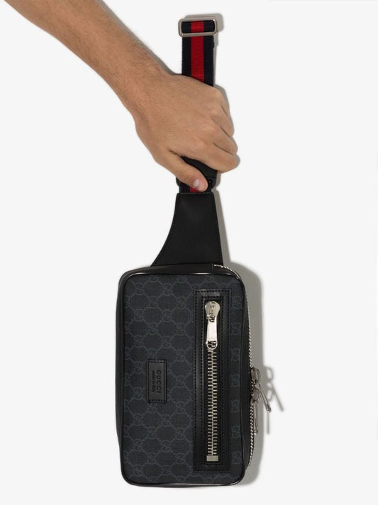 Black Gg Supreme Leather Cross Body Bag