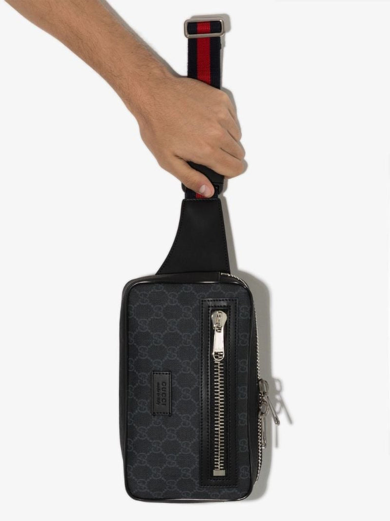 Black Gg Supreme Leather Cross Body Bag