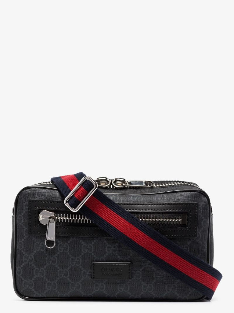 Black Gg Supreme Leather Cross Body Bag