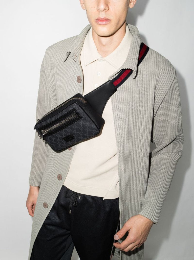 Black Gg Supreme Leather Cross Body Bag