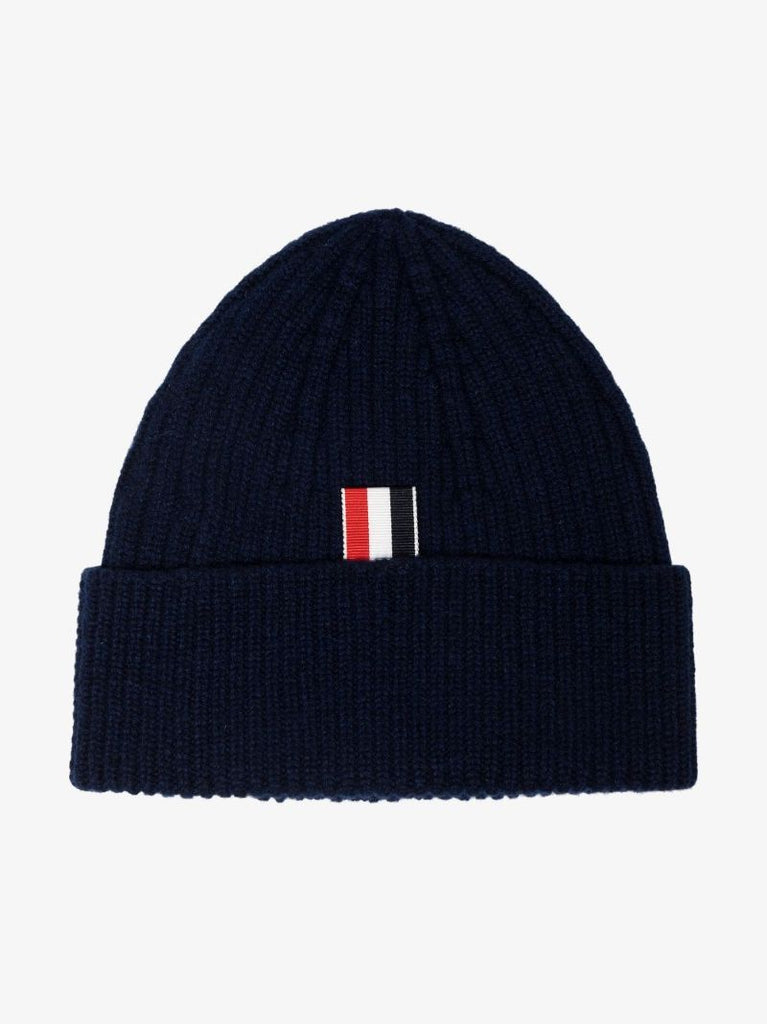 Blue 4-bar Stripe Cashmere Beanie Hat