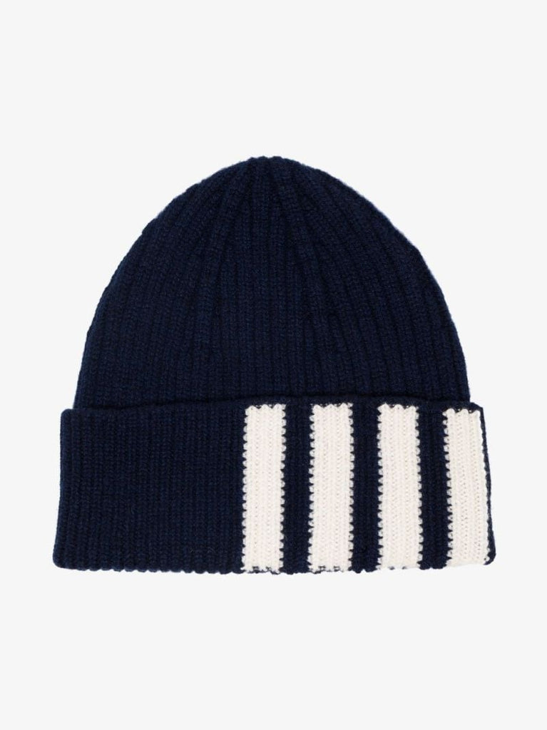 Blue 4-bar Stripe Cashmere Beanie Hat