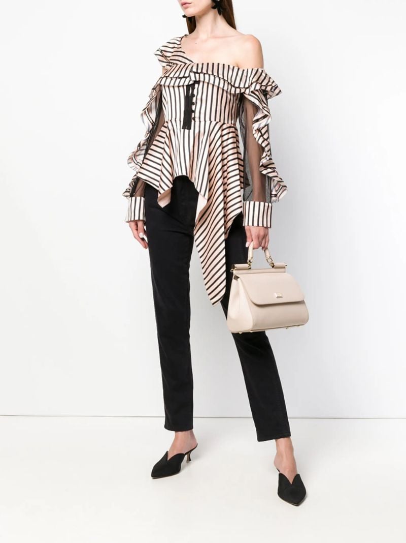 Neutral Sicily Leather Shoulder Bag