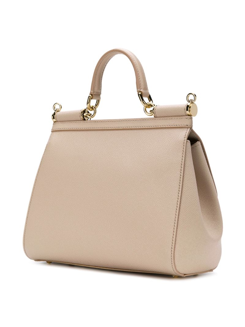 Neutral Sicily Leather Shoulder Bag