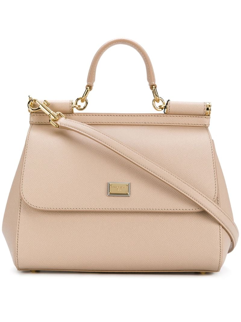 Neutral Sicily Leather Shoulder Bag