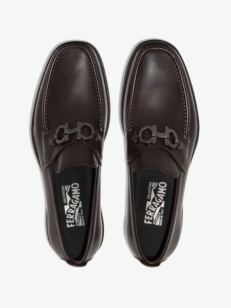 Gancini AppliquÃ_x0083_Â© Leather Loafers