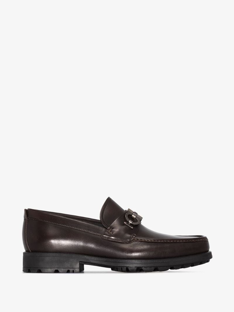 Gancini AppliquÃ_x0083_Â© Leather Loafers