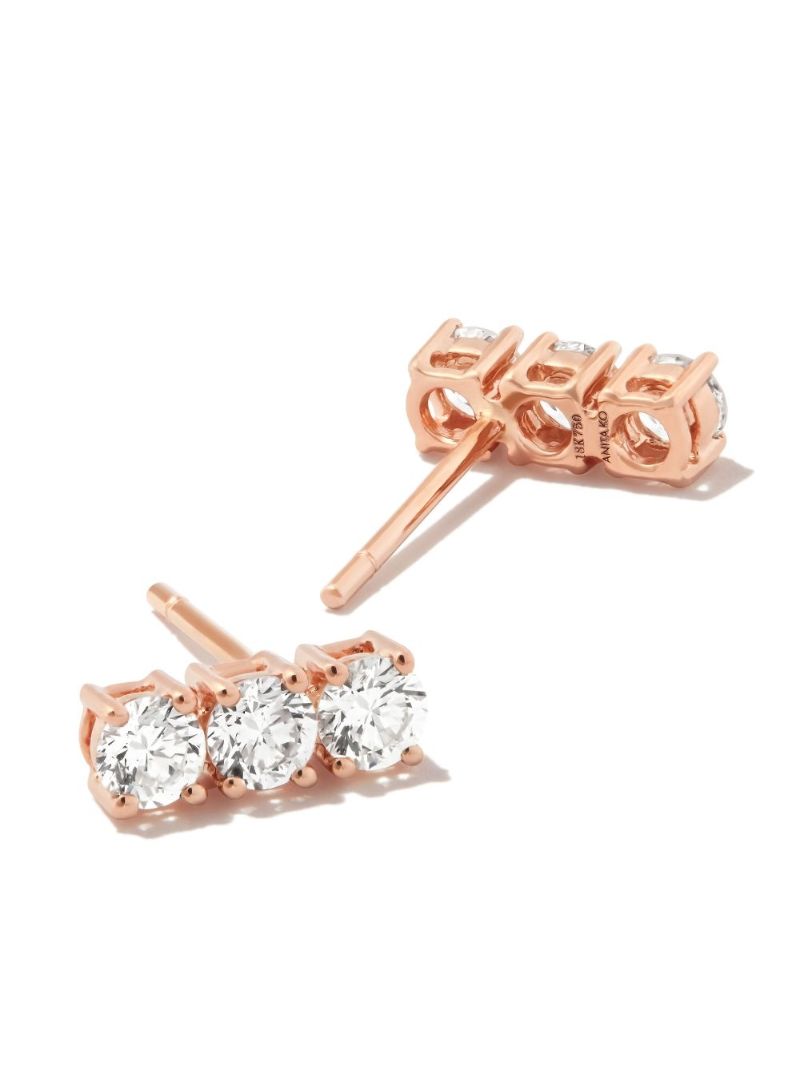 18k Rose Gold Stone Dot Diamond Drop Earrings