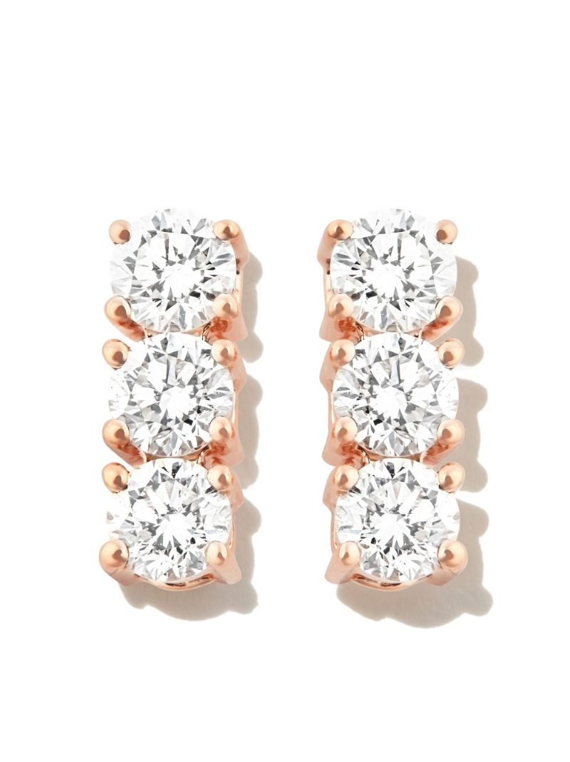 18k Rose Gold Stone Dot Diamond Drop Earrings