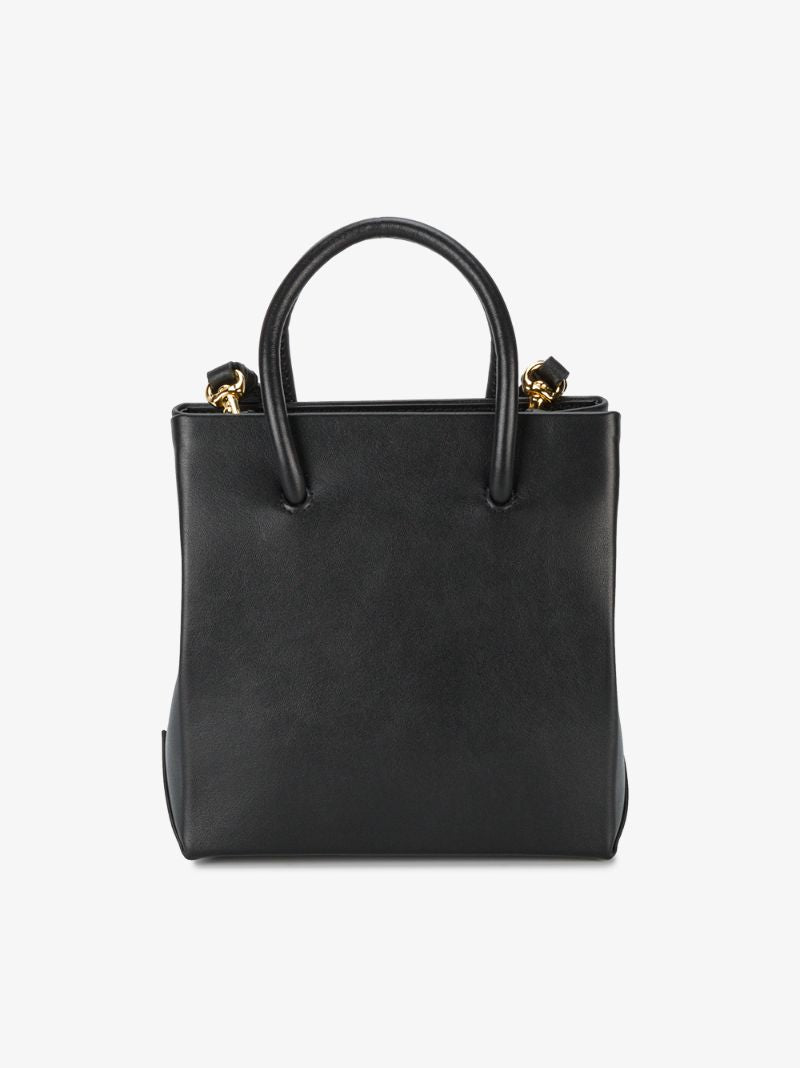 Black Logo Print Leather Tote Bag