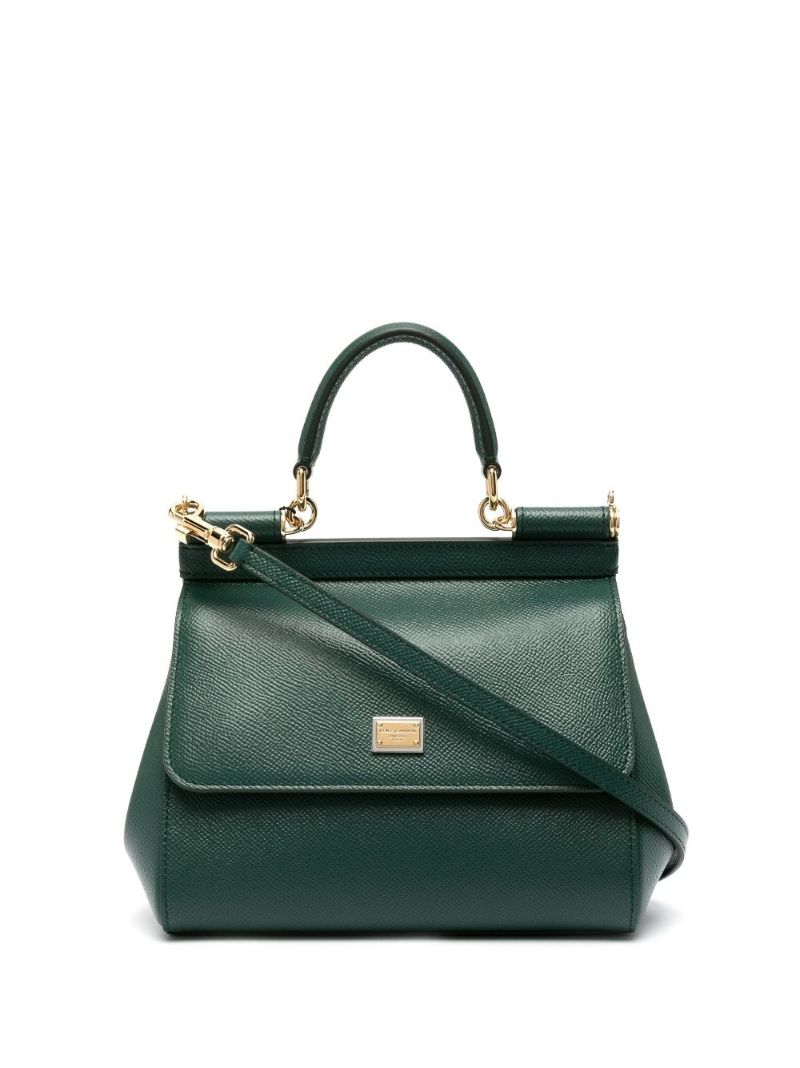 Green Sicily Medium Leather Top Handle Bag