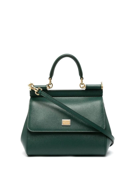 Green Sicily Medium Leather Top Handle Bag