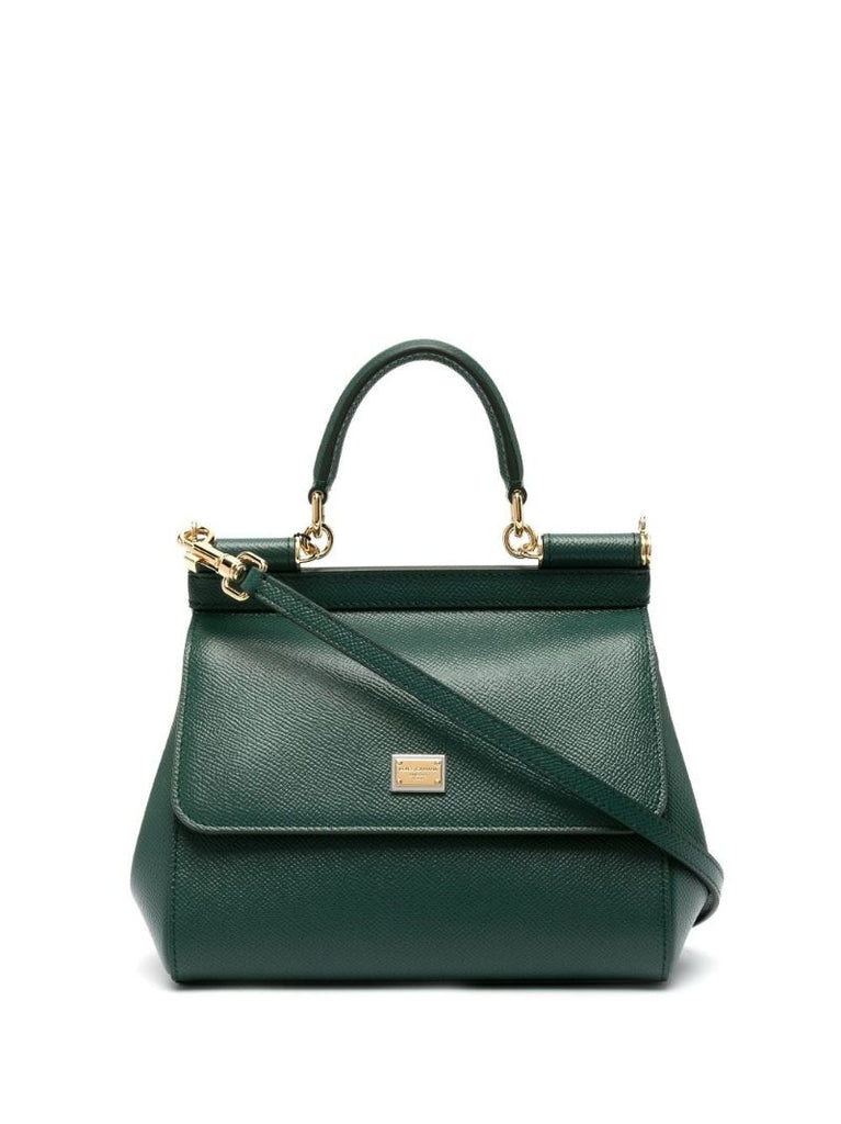 Green Sicily Medium Leather Top Handle Bag