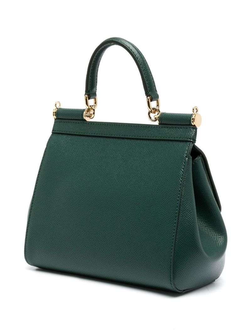 Green Sicily Medium Leather Top Handle Bag