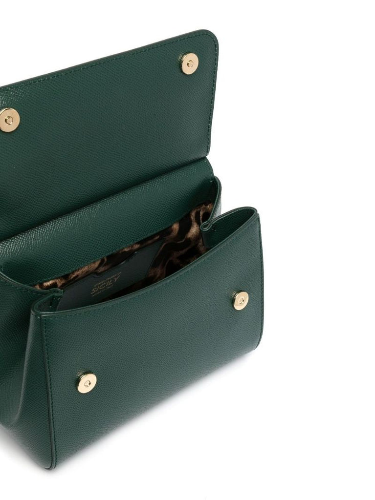 Green Sicily Medium Leather Top Handle Bag