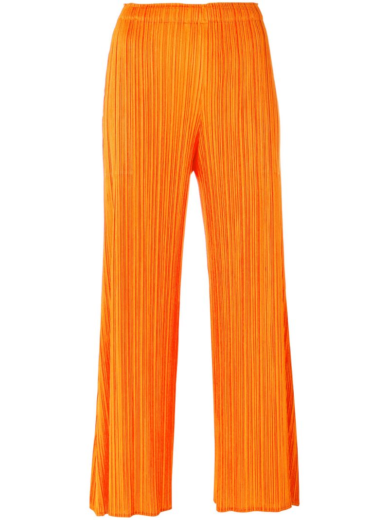 Orange Pleated Cropped Trousers